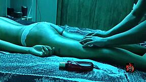 skinny short hair brunette milf gets hot tantric bed massage from young guy