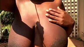 huge boobs on this pregnant ebony babe