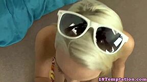 pigtailed teen gives sloppy pov blowjob and handjob to stepbro