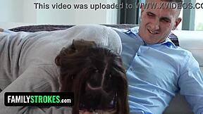 stepdaughters fight over stepdaddy's cock as he fucks both petite latinas rough