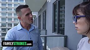 stepdaughters fight over stepdaddy's cock as he fucks both petite latinas rough