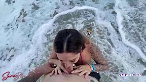Teen Sara Colombiana Latina facial cumshots giving deepthroat blowjob