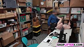 Hey, skinny teen shoplifter gets caught drilling a monster cock at the shop 😏