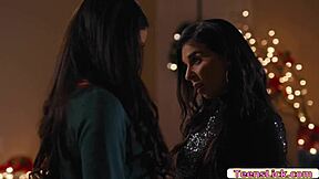 Watch her lick that pregnant teen pussy!