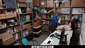 suspect caught stealin' and dragged to back office!