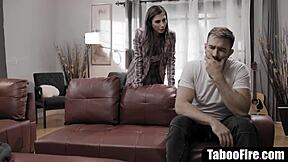 why does the grieving skinny brunette teen get fucked hard by a stranger's monster cock