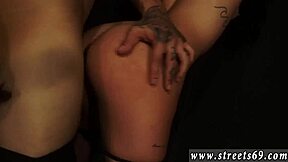 A teen emo amateur experiences her first footjob session, petite and tattooed.