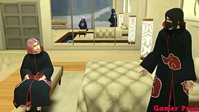 Kakuzu Convinces Sakura And Konan For A Trio, They Fuck Their Friends Just As They Love The Cum