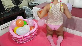 Latina Teen 18+ Plays with Balloon Fetish