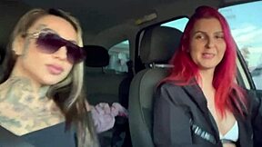 I'm going crazy in the car with these big natural tits