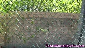 Redhead teen chats about that facial outdoors