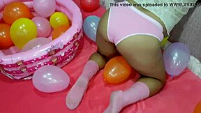 Latina Teen 18+ Plays with Balloon Fetish