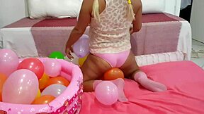 Latina Teen 18+ Plays with Balloon Fetish