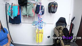 pretty eyes teen 18+ caught stealing in office garage.