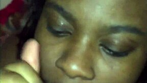 Ebony Teen Savagely Swallows Cum