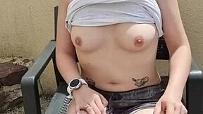 Beautiful Woman With Tattoo And Piercing In Outdoor Shorts