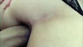 Slipped into the brunette's tight ass and filled her with cum on webcam