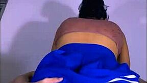 petite latina student and boyfriend relax in college apartment before bedroom