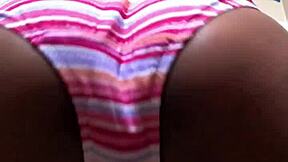 The sexy brunette teen twerks her fat pussy in tight panties up close for nellycantsay.