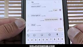 Petite teen stepsister sexts and fucks stepbrother pov with big cock, orgasm, blowjob.