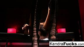 Hot brunette teen fingers herself solo to orgasm