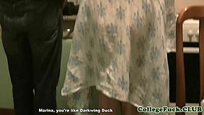 College Teen Rides Cock in Dorm Party Group Scene