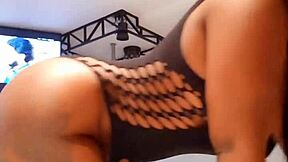 Petite teen 18+ stepsister masturbates and gags while choking on cock, receiving a homemade creampie