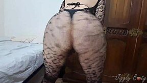 Pov - stunning pawg amateur girlfriend in leopard fishnet bodystocking natural tits bouncing as she gets fucked full video on red