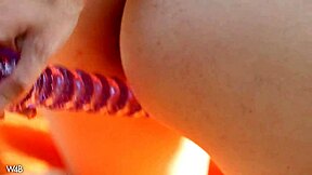 in the public park, the cute czech teen girl erotically plays with her ass and pussy using a dildo