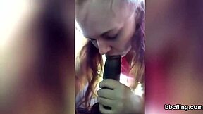 White trash slut sucking my huge black cock