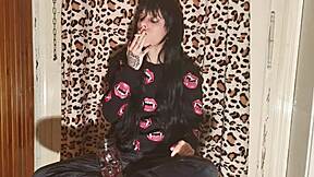 i'm this goth girl unwinding backstage with a cigarette after a long day