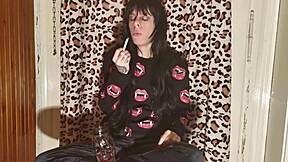 i'm this goth girl unwinding backstage with a cigarette after a long day