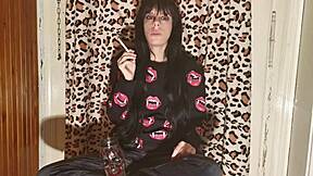 i'm this goth girl unwinding backstage with a cigarette after a long day