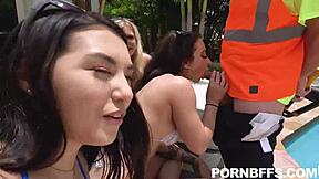 Ass Scraping Mina Moon Alessia Luna Nikki Sweets In Group Cumshot Scene