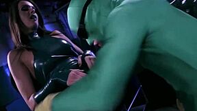 Jennifer Dark in She Hulk parody bends over for doggystyle blowjob with big cock