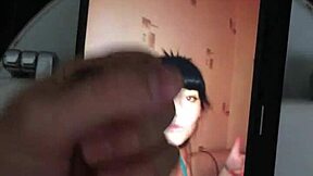 Cumtribute for Anytochka with big tits and handjob.