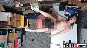 Wow! Thief Caught and Punished with Monster Cock in Office Trouble!