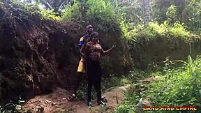 Ebony pornstar girlfriend takes big black cock in doggystyle and pussy pounding during tourism