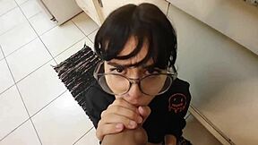 Witch Feline gives delicious blowjob to big cock.