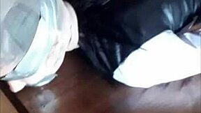 Laura's all tied up and hooded in high heels and pantyhose for a sexy bondage compilation