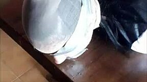 Laura's all tied up and hooded in high heels and pantyhose for a sexy bondage compilation