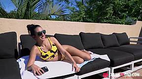 angelica cruz gets bent over on the poolside for doggystyle fuck, her big ass bouncing