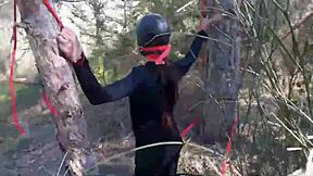 Laura's all tied up and hooded in high heels and pantyhose for a sexy bondage compilation