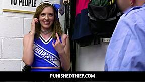 in the garage, teen celestina blooms gets CAUGHT shoplifting and FUCKED by the guard to avoid POLICE