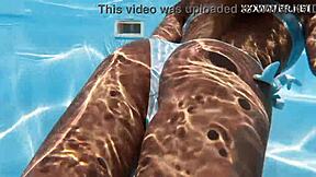 hungarian blonde skinny pornstar dives into wild pool action with small tits