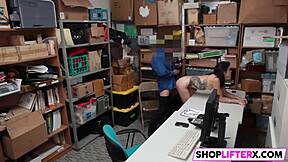 sexy teen caught by burglar in shop, punished hard with cock