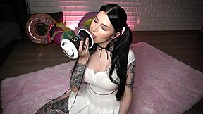 ASMR Honey Haze Kneels for Perfect Russian Teen Licking with Big Tattooed Tits in Wet Amateur Action