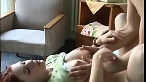 In this homemade reality scene, a busty redhead amateur gets fucked and creampied