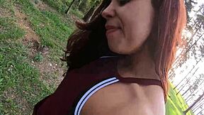 Feeling so excited giving a quickie to Goddess Donabella's juicy pussy in the park POV