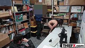Teen thief punished with big cock in garage